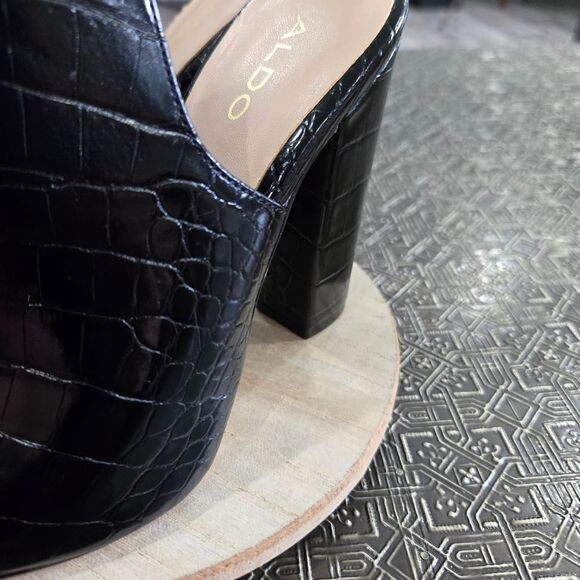 🐢 Aldo High Heel Mule- Block Heel-Croc embossed Size 6 - Picture 10 of 16